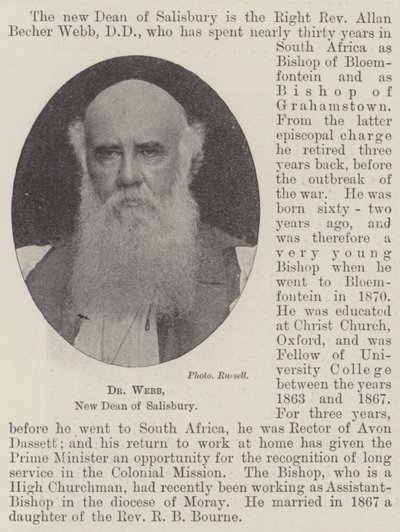 Dr Webb, ny dekanus i Salisbury av English Photographer