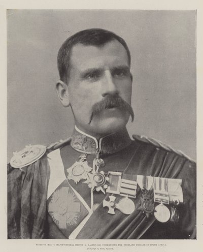 Fighting Mac, generalmajor Hector A Macdonald, befäl över Highland Brigade i Sydafrika av English Photographer