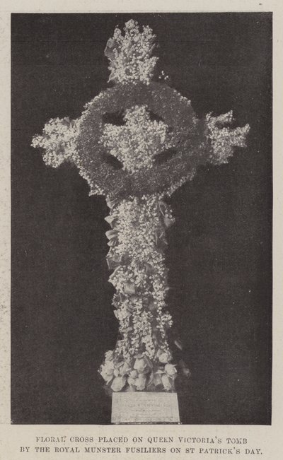Floral Cross placerat på Queen Victorias Tomb av Royal Munster Fusiliers på St Patricks Day av English Photographer