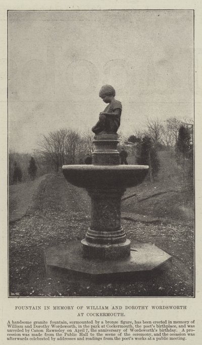 Fontän till minne av William och Dorothy Wordsworth i Cockermouth av English Photographer