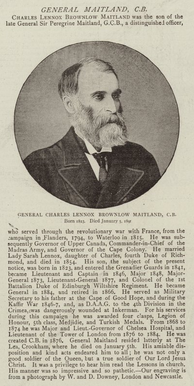 General Charles Lennox Brownlow Maitland, CB av English Photographer