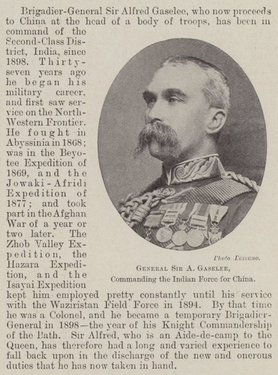 General Sir A Gaselee, chef för den indiska styrkan för Kina av English Photographer