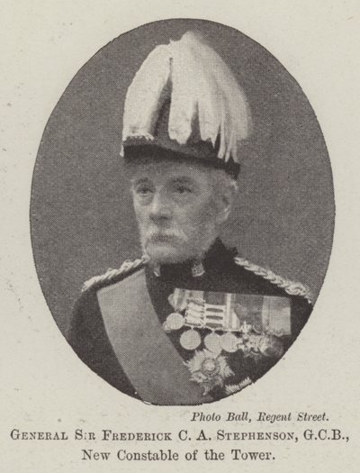 General Sir Frederick C A Stephenson, GCB, New Constable of the Tower av English Photographer