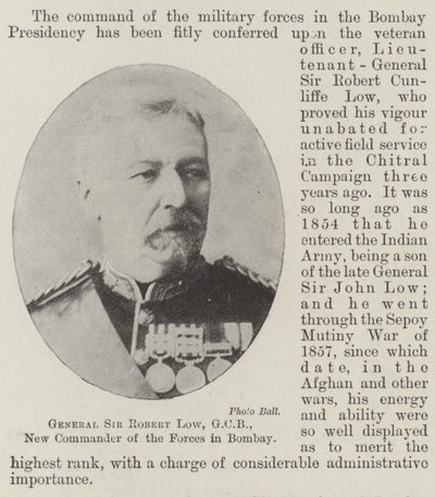 General Sir Robert Low, GCB, ny befälhavare för styrkorna i Bombay av English Photographer
