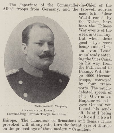 General von Lessel, befälhavande tyska trupper för Kina av English Photographer