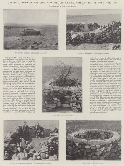 Gravar av officerare och män som stupade vid Bronkhorstspruit under boerkriget 1880 av English Photographer