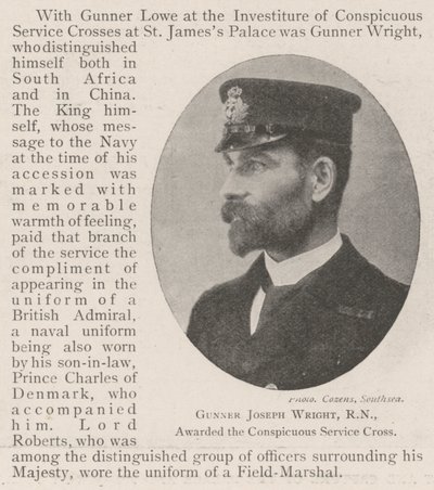 Gunner Joseph Wright, RN, belönades med Conspicuous Service Cross av English Photographer