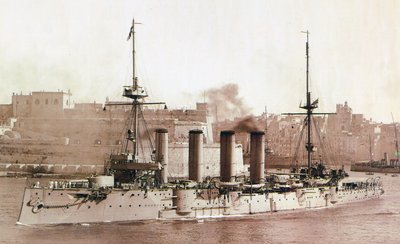 HMS Aboukir, 1902 (sepiatryck) av English Photographer