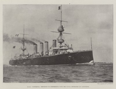 HMS Powerful återvände till Portsmouth med Naval Defenders of Ladysmith av English Photographer