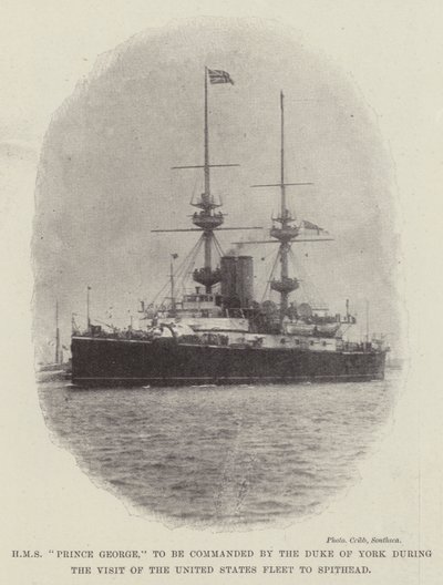 HMS Prince George, som kommer att befallas av hertigen av York under besöket av USA:s flotta i Spithead av English Photographer