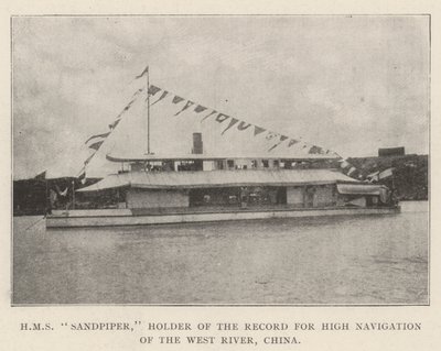 HMS Sandpiper, innehavare av rekordet för hög navigering av West River, Kina av English Photographer