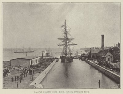 Halifax Graving Dock, HMS Canada går in i Dock av English Photographer