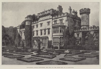 Hawarden Castle, Flintshire, säte för den högra ärade W E Gladstone av English Photographer
