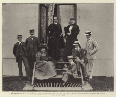 Hans excellens Earl Cadogan, KG, Lord Lieutenant of Ireland, och hans familj på Viceregal Lodge, Phoenix Park, Dublin av English Photographer