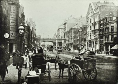 Holborn Viaduct, Farringdon Street, norrut, City of London, 1890 av English Photographer