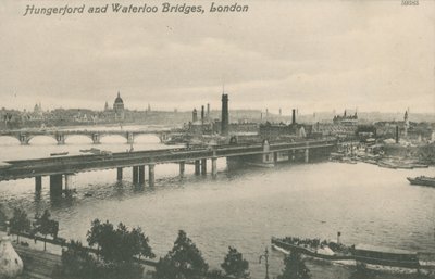 Hungerford och Waterloo Bridges, London av English Photographer
