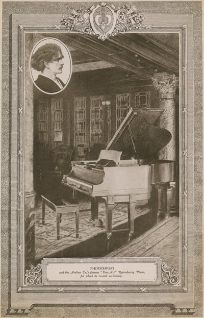 Ignacy Jan Paderewski och Aeolian Company berömda Duo-Art Reproducering Piano av English Photographer