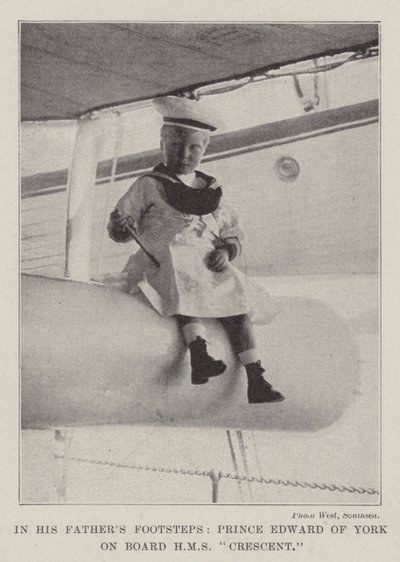 I hans fäders fotspår, prins Edward av York ombord på HMS Crescent av English Photographer