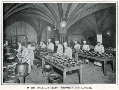 In the Guildhall Crypt: Preparing the Banquet (s/v foto) av English Photographer