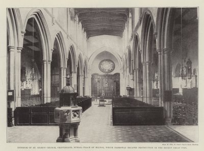 Interiören av St Giles Church, Cripplegate, Burial-Place of Milton, som med nöd och näppe undgick förstörelse i den senaste stora branden av English Photographer