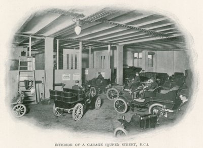Interiör i ett garage, Queen Street, EC1 av English Photographer