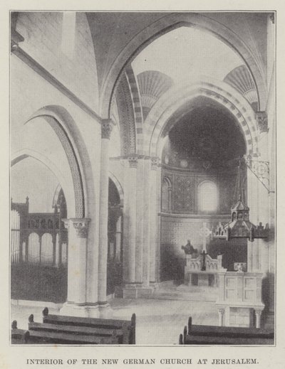 Interiör av den nya tyska kyrkan i Jerusalem av English Photographer