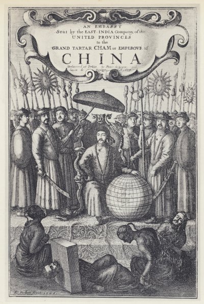 J Nieuhof, en ambassad skickad av Ostindiska kompaniet till Kina, Tr J Ogilby 1673 (s/v foto) av English Photographer