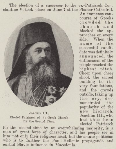 Joachim III, vald till den grekiska kyrkans patriark för andra gången av English Photographer