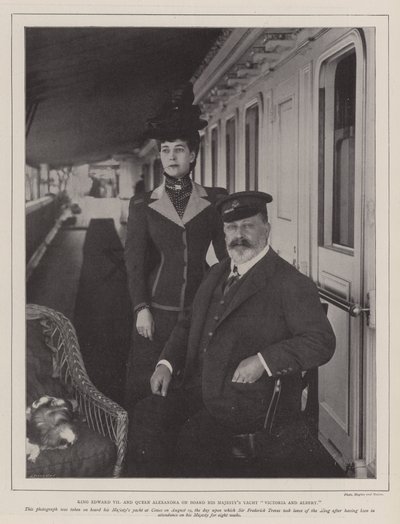 Kung Edward VII och drottning Alexandra ombord på His Majestys Yacht Victoria och Albert av English Photographer