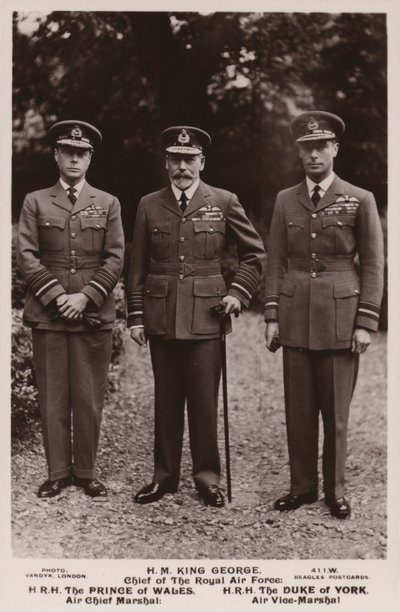 Kung George V, prinsen av Wales och hertigen av York i flygvapenuniform av English Photographer