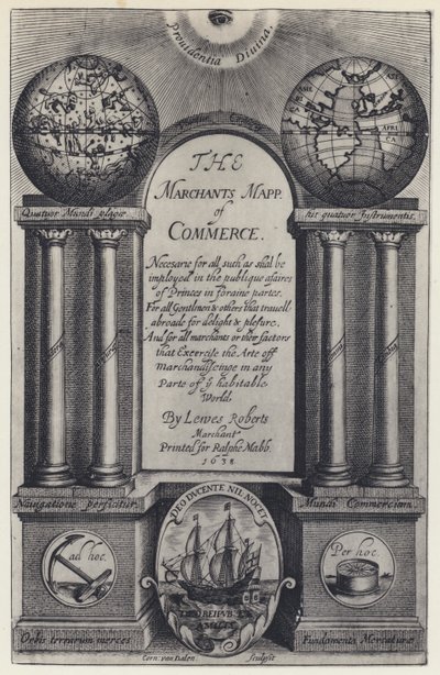 L Roberts, The Merchants Mapp of Commerce, R Mabb 1638 (s/v foto) av English Photographer