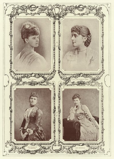 Lady Brooke, Lady Jane Seymour Combe, Hertiginnan av Sutherland; Lady Borthwick av English Photographer
