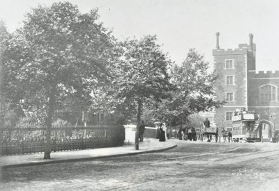Lambeth Bridge: infartsväg med Lambeth Palace i bakgrunden, 1897 av English Photographer