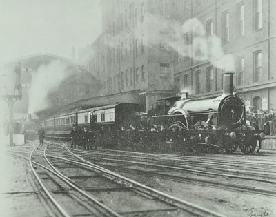 Sista bredspåriga tåget som lämnar Paddington Station, 1892 av English Photographer