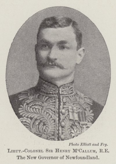 Överstelöjtnant Sir Henry MCallum, RE, Newfoundlands nya guvernör av English Photographer