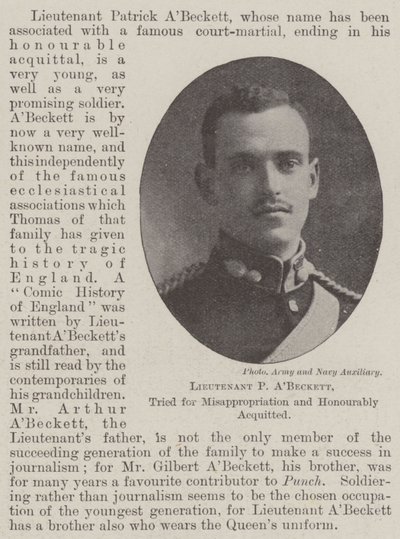 Löjtnant P ABeckett, prövad för förskingring och hedersamt frikänd av English Photographer