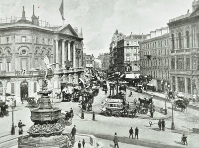 London Pavilion, Piccadilly Circus, Westminster LB: tittar österut, 1896 av English Photographer