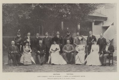 Lord Curzons besök i Lucknow, en grupp på Government House av English Photographer