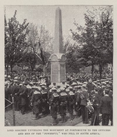 Lord Goschen avtäcker monumentet i Portsmouth för officerarna och de mäktigas män som stupade i Sydafrika av English Photographer