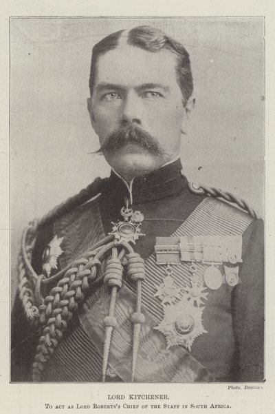 Lord Kitchener, att agera som Lord Roberts stabschef i Sydafrika av English Photographer