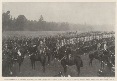Lord Roberts vid Aldershot den 25 november, överbefälhavaren inspekterar beridna trupper före avresan till Sydafrika av English Photographer