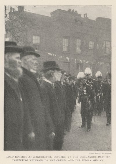 Lord Roberts i Manchester, 9 oktober, överbefälhavaren inspekterar veteraner från Krim och indianmyteriet av English Photographer