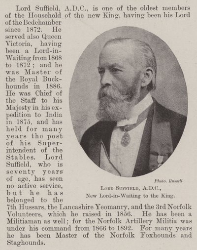 Lord Suffield, ADC, Ny Lord-in-Waiting till kungen av English Photographer