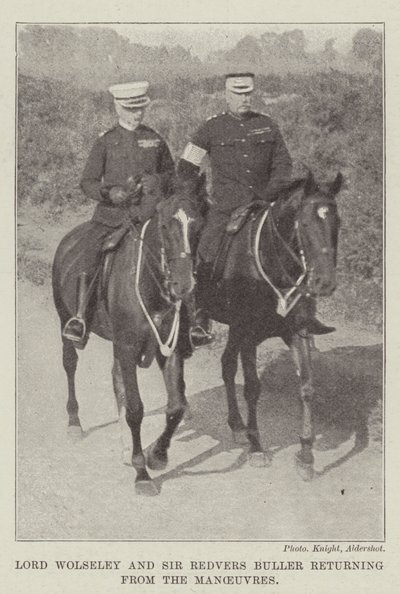 Lord Wolseley och Sir Redvers Buller återvänder från manövrarna av English Photographer