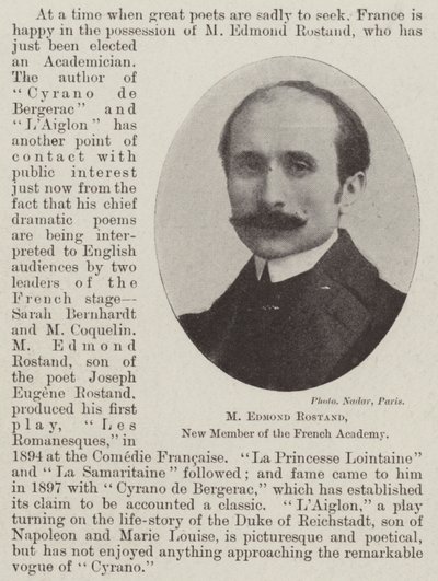 M Edmond Rostand, ny ledamot av den franska akademin av English Photographer