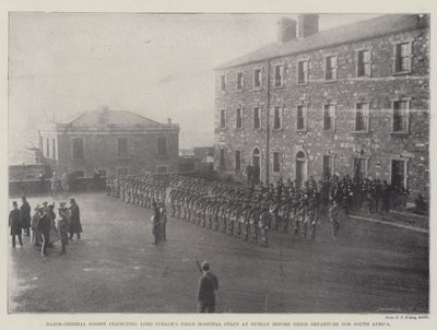 Generalmajor Gosset inspekterar Lord Iveaghs fältsjukhuspersonal i Dublin innan deras avresa till Sydafrika av English Photographer