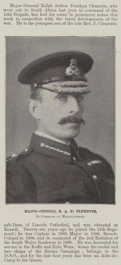 Generalmajor R A P Clements, befäl vid Magaliesberg av English Photographer