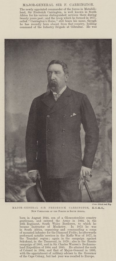 Generalmajor Sir Frederick Carrington, KCMG, ny befälhavare för styrkorna i Sydafrika av English Photographer