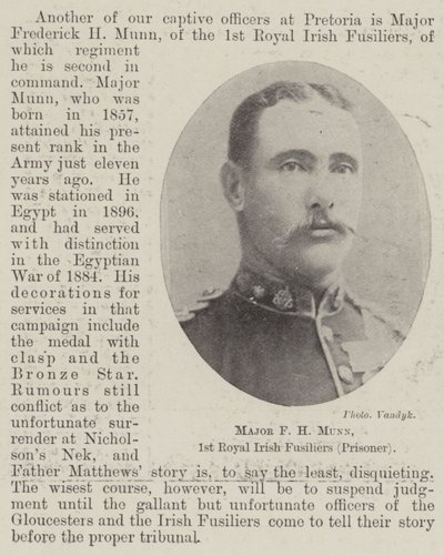 Major F H Munn, 1st Royal Irish Fusiliers (fånge) av English Photographer