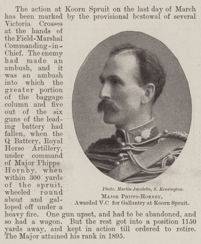 Major Phipps-Hornby, tilldelad VC för tapperhet på Koorn Spruit av English Photographer